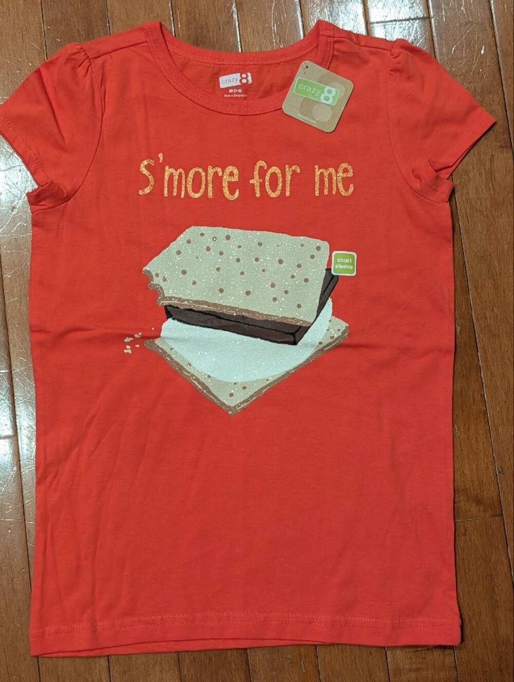 NWT Crazy 8 Girls' S'mores Glitter Graphic Tee Sz  M 7-8